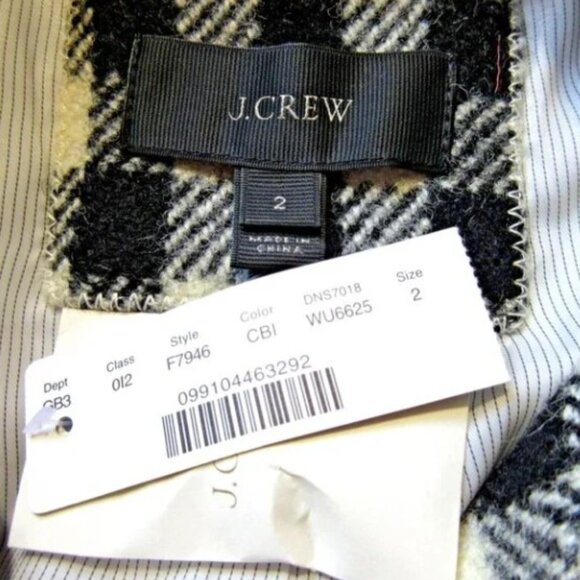 NWT J.Crew Double Breasted Coat in Cypress Black Ivory Oxford Check Plaid 2 - Picture 4 of 5